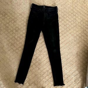 Black gap favorite jegging with fringe ankle cuff